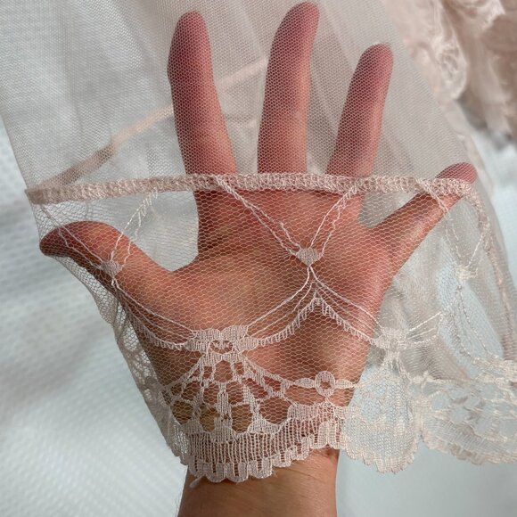 Womens M Layered Tulle Lace Fairycore Balletcore Whimsygoth Sheer Taupe/Pink - Picture 4 of 10